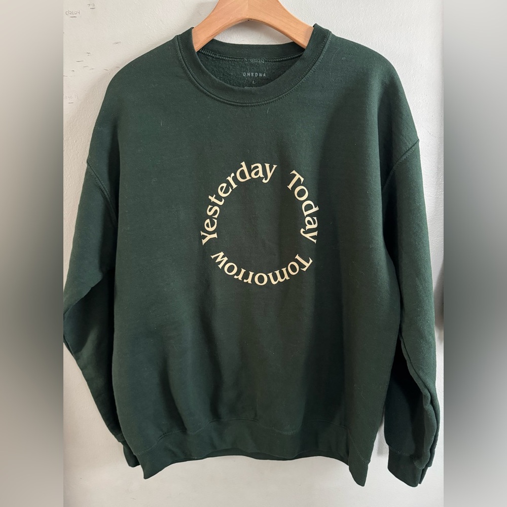 ONEDNA Gender Inclusive Yesterday Today Tomorrow Fleece Graphic Sweatshirt L